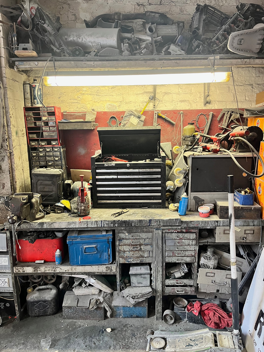 Garage workbench and tools